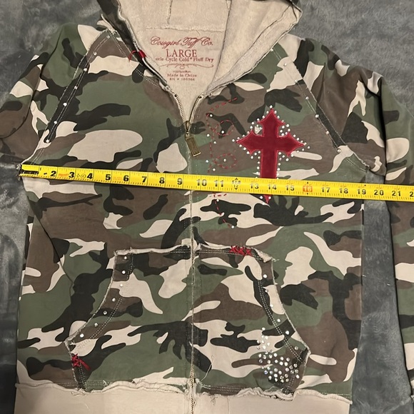 Cowgirl Tuff Full Zip Camouflage Hoodie Large - Picture 4 of 6